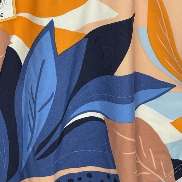 Kona Sol Twist Front Floral Print Shirred Med Coverage One Piece Swimsuit NEW! - Picture 14 of 16